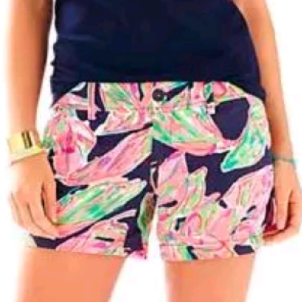 Lilly Pulitzer In The Vias Callahan Shorts Bright Navy Tropical Size 00